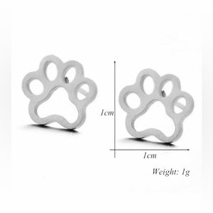 🐾 Paw Print Stainless Steel Stud Earrings NWT